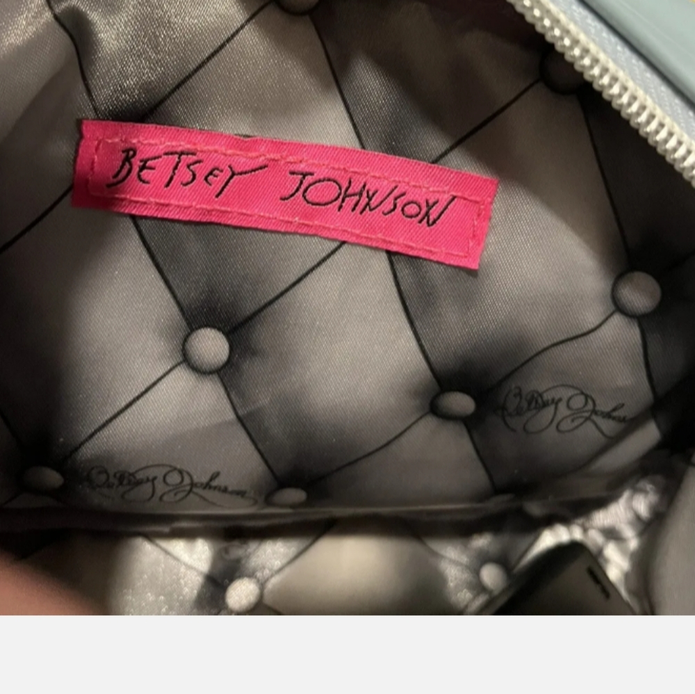 New! BETSEY JOHNSON Blue Silver Vintage Radio Waves Crossbody Shoulder Bag Purse - Picture 10 of 15